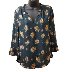 Maurices Green Floral Tunic Blouse Small